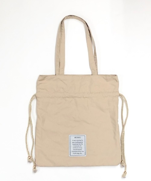 archives(アルシーヴ)の「【pink beigeはweb限定カラー】巾着メッセージトートbag(トートバッグ・レディース・アイボリー/ベージュ/グリーン/ピンクベージュ・MEDIUM)」の6枚目の写真