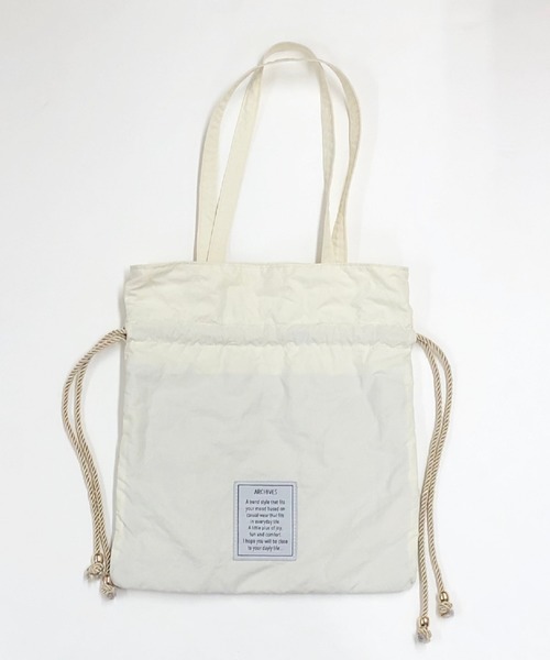 archives(アルシーヴ)の「【pink beigeはweb限定カラー】巾着メッセージトートbag(トートバッグ・レディース・アイボリー/ベージュ/グリーン/ピンクベージュ・MEDIUM)」の5枚目の写真