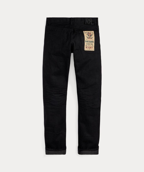 RRL ダブルアールエル ブラックデニムパンツ 後染 メダリオンステッチ L相当 RRL ダブルアールエル ブラックデニムパンツ 後染 メダリオン