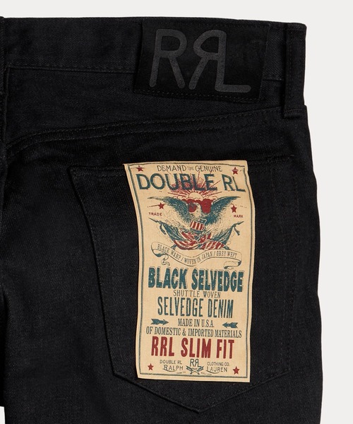 スリムフィット ブラック セルビッジジーンズ（デニムパンツ