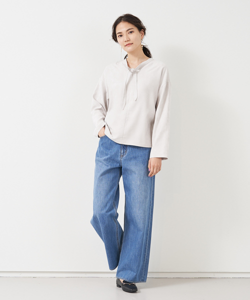 collex(コレックス)の「【前後2WAY】ウォッシャブル スエードボウタイプルオーバー(シャツ/ブラウス・レディース・ライトグレー/ブラウン・フリー)」の19枚目の写真