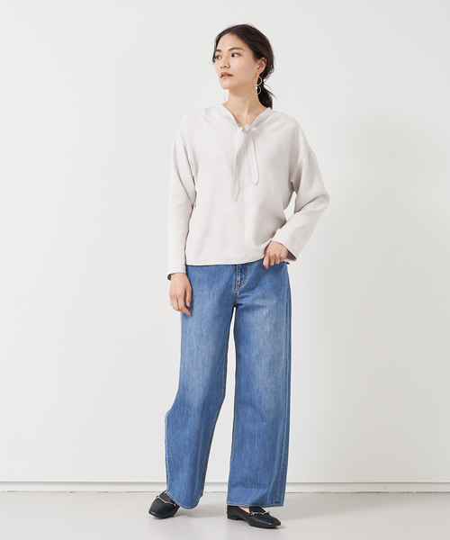 collex(コレックス)の「【前後2WAY】ウォッシャブル スエードボウタイプルオーバー(シャツ/ブラウス・レディース・ライトグレー/ブラウン・フリー)」の20枚目の写真