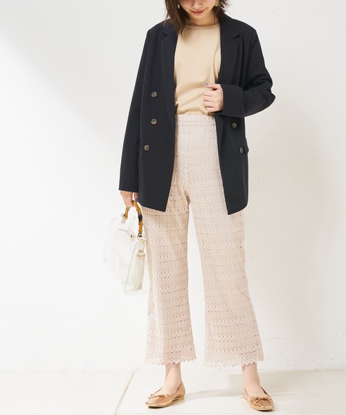 natural couture（ナチュラルクチュール）の「クロシェ風レースパンツ（その他パンツ・レディース・ブラック/キャメル/ライトベージュ・FREE）」の3枚目の写真