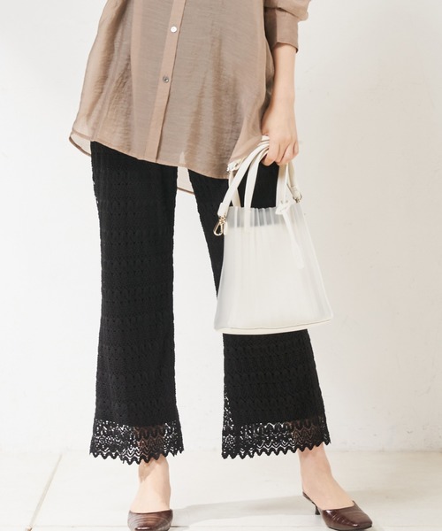 natural couture（ナチュラルクチュール）の「クロシェ風レースパンツ（その他パンツ・レディース・ブラック/キャメル/ライトベージュ・FREE）」の2枚目の写真