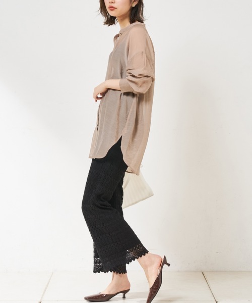 natural couture（ナチュラルクチュール）の「クロシェ風レースパンツ（その他パンツ・レディース・ブラック/キャメル/ライトベージュ・FREE）」の6枚目の写真