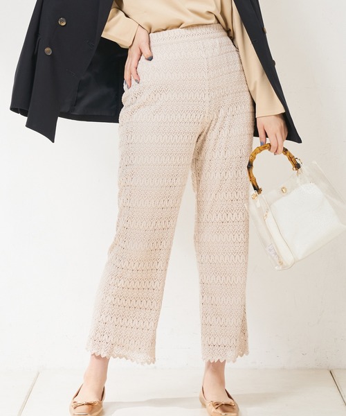 natural couture（ナチュラルクチュール）の「クロシェ風レースパンツ（その他パンツ・レディース・ブラック/キャメル/ライトベージュ・FREE）」の8枚目の写真