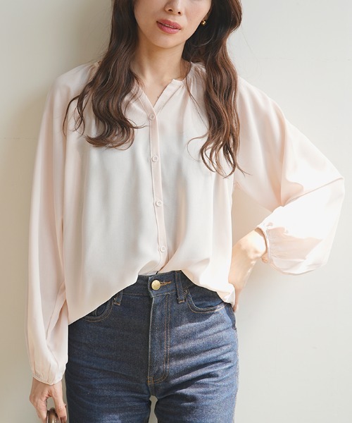 Futier land(フューティアランド)の「キーネックギャザーバルーン袖ブラウス(シャツ/ブラウス・レディース・アイボリー/ミント/モカ/ブラック/イエロー/ピンク系その他/カーキ・FREE)」の20枚目の写真