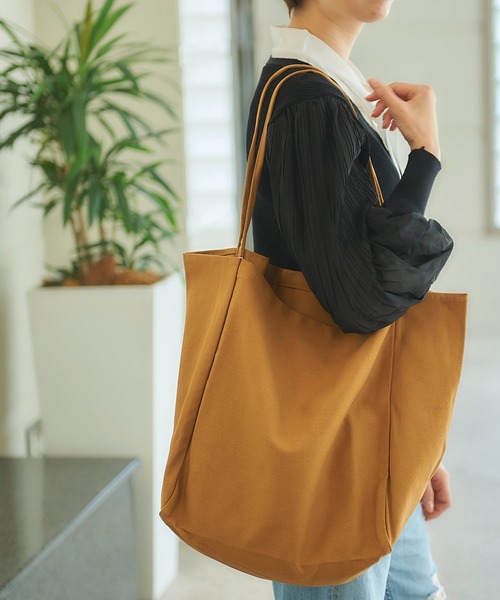 TABI PAL(タビパル)の「【TABI PAL】大き目 キャンバス トートバッグ(トートバッグ・レディース・ブラック/ブラウン/カーキ/アイボリー・FREE)」の6枚目の写真