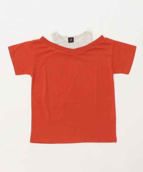 AIMABLE(エマーブル)の「肩見せレイヤード風ワンピース(ワンピース・キッズ・ブラウン/ブラック・100cm/130cm/120cm/110cm)」の1枚目の写真