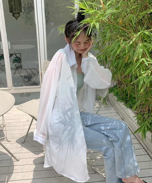 Girly Doll（ガーリードール）の「シアーシャツブラウス（シャツ/ブラウス・レディース・ホワイト/ブルー/グリーン・FREE）」の18枚目の写真