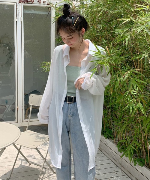 Girly Doll（ガーリードール）の「シアーシャツブラウス（シャツ/ブラウス・レディース・ホワイト/ブルー/グリーン・FREE）」の22枚目の写真