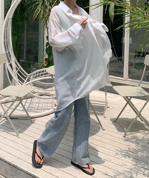 Girly Doll（ガーリードール）の「シアーシャツブラウス（シャツ/ブラウス・レディース・ホワイト/ブルー/グリーン・FREE）」の15枚目の写真