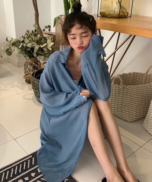 Girly Doll（ガーリードール）の「シアーシャツブラウス（シャツ/ブラウス・レディース・ホワイト/ブルー/グリーン・FREE）」の12枚目の写真