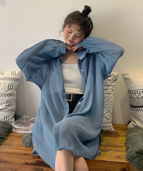 Girly Doll（ガーリードール）の「シアーシャツブラウス（シャツ/ブラウス・レディース・ホワイト/ブルー/グリーン・FREE）」の5枚目の写真