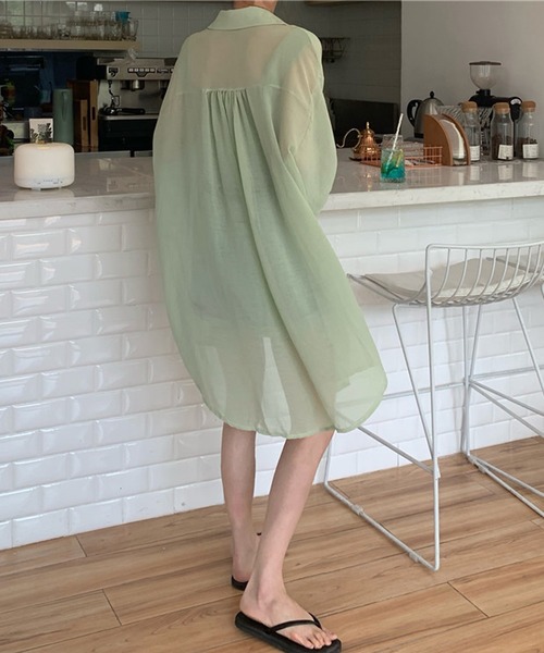 Girly Doll（ガーリードール）の「シアーシャツブラウス（シャツ/ブラウス・レディース・ホワイト/ブルー/グリーン・FREE）」の13枚目の写真