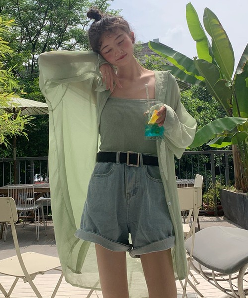 Girly Doll（ガーリードール）の「シアーシャツブラウス（シャツ/ブラウス・レディース・ホワイト/ブルー/グリーン・FREE）」の6枚目の写真