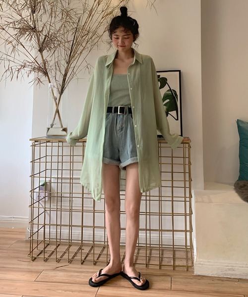 Girly Doll（ガーリードール）の「シアーシャツブラウス（シャツ/ブラウス・レディース・ホワイト/ブルー/グリーン・FREE）」の21枚目の写真