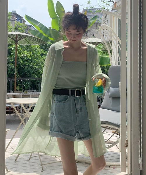 Girly Doll（ガーリードール）の「シアーシャツブラウス（シャツ/ブラウス・レディース・ホワイト/ブルー/グリーン・FREE）」の14枚目の写真