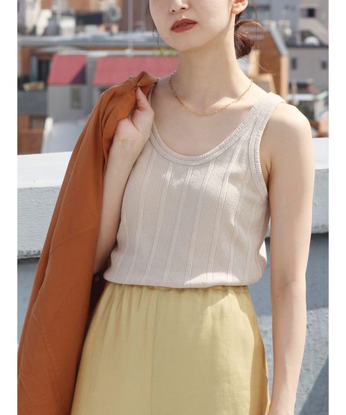 Ungrid（アングリッド）の「ランダムテレコタンクトップ（タンクトップ・レディース・アイボリー/オレンジ/カーキ/ブラック・FREE）」の2枚目の写真