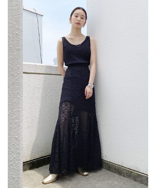 Ungrid（アングリッド）の「ランダムテレコタンクトップ（タンクトップ・レディース・アイボリー/オレンジ/カーキ/ブラック・FREE）」の6枚目の写真