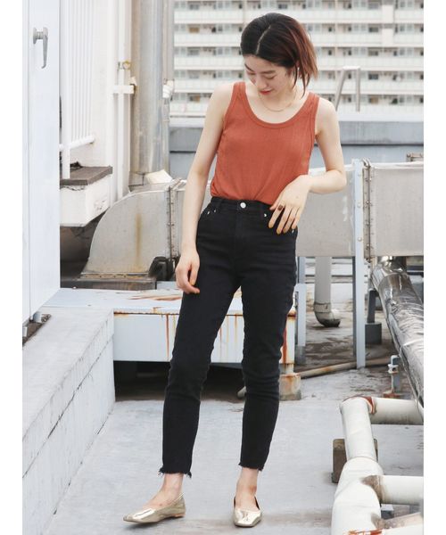 Ungrid（アングリッド）の「ランダムテレコタンクトップ（タンクトップ・レディース・アイボリー/オレンジ/カーキ/ブラック・FREE）」の7枚目の写真