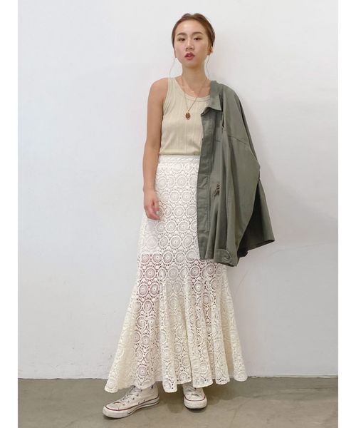 Ungrid（アングリッド）の「ランダムテレコタンクトップ（タンクトップ・レディース・アイボリー/オレンジ/カーキ/ブラック・FREE）」の9枚目の写真