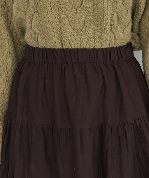 ROPE' PICNIC（ロペピクニック）の「インド綿ボイルティアードスカート（スカート・レディース・ブラック/ダークブラウン/ボルドー/ラベンダー・38）」の9枚目の写真