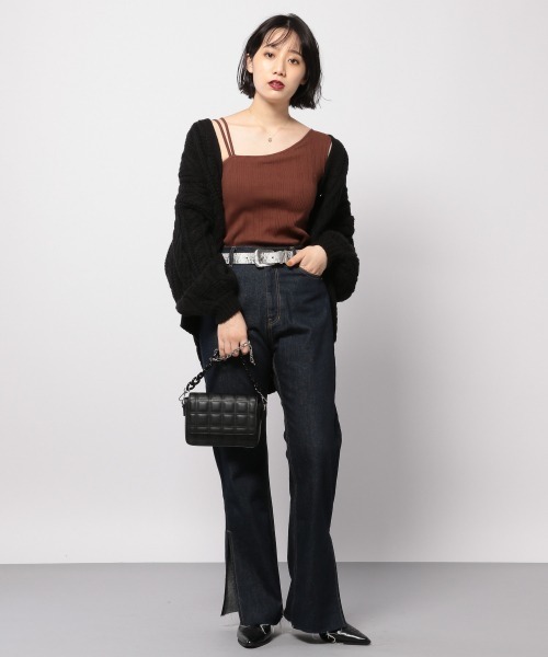 PAGEBOY（ページボーイ）の「ケーブルボリュームカーディガン (ローゲージニット/ボリューム袖)（カーディガン/ボレロ・レディース・ブラック/オフホワイト/ライム/グレイッシュベージュ・FREE）」の16枚目の写真