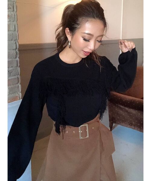 RESEXXY（リゼクシー）の「フリンジニットトップス（ニット/セーター・レディース・ブラック/オフホワイト/キャメル・FREE）」の15枚目の写真