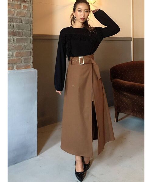 RESEXXY（リゼクシー）の「フリンジニットトップス（ニット/セーター・レディース・ブラック/オフホワイト/キャメル・FREE）」の16枚目の写真