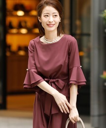 PourVous | フリルキュートセレモニースーツ入学式&大きいサイズワイドセットアップパンツフォーマル 七五三 ママ 入園式 卒園式 母親 40代 30代 卒業式 母 服(スーツセット)