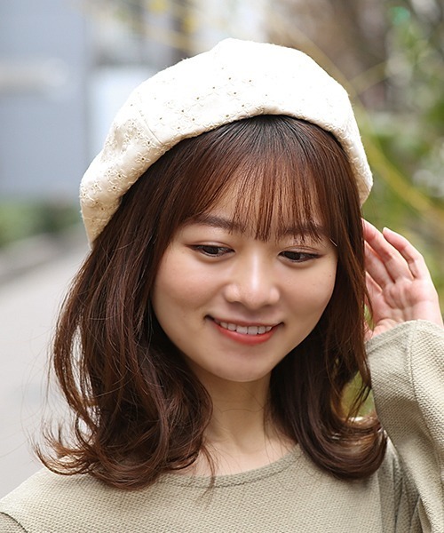 チチカカ（チチカカ）の「コットン刺繍レースベレー（ハンチング/ベレー帽・レディース・ホワイト/ブラック/ライトベージュ・FREE）」の3枚目の写真