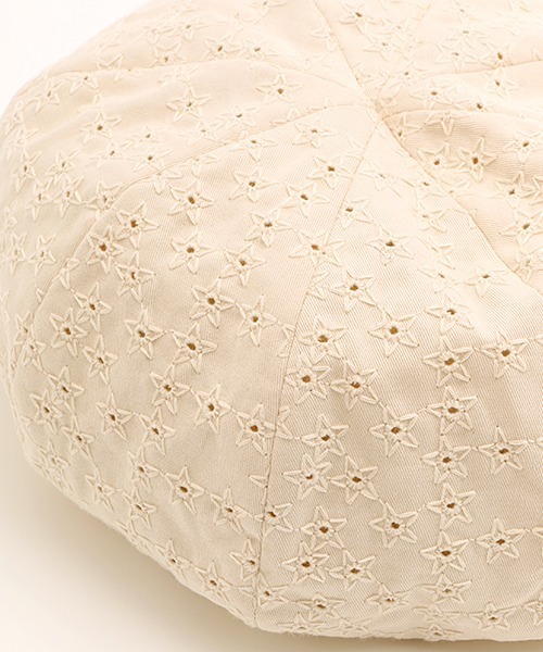 チチカカ（チチカカ）の「コットン刺繍レースベレー（ハンチング/ベレー帽・レディース・ホワイト/ブラック/ライトベージュ・FREE）」の6枚目の写真