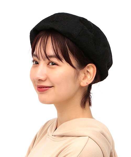 チチカカ（チチカカ）の「コットン刺繍レースベレー（ハンチング/ベレー帽・レディース・ホワイト/ブラック/ライトベージュ・FREE）」の12枚目の写真