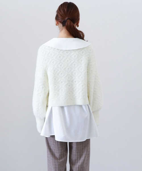 archives（アルシーヴ）の「透かし編みニット×ビッグカラーシャツSET（シャツ/ブラウス・レディース・オフホワイト/グレイッシュベージュ/グリーン系その他・MEDIUM）」の17枚目の写真