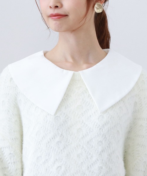 archives（アルシーヴ）の「透かし編みニット×ビッグカラーシャツSET（シャツ/ブラウス・レディース・オフホワイト/グレイッシュベージュ/グリーン系その他・MEDIUM）」の18枚目の写真