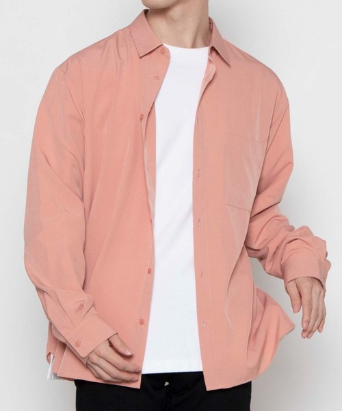 WEGO（ウィゴー）の「WEGO/ドロップショルダーカラーシャツ（シャツ/ブラウス・メンズ・グリーン系その他/ベージュ/ブラック/ホワイト/サックスブルー/パープル/オレンジ/ダークグレー・SMALL/LARGE/MEDIUM）」の8枚目の写真