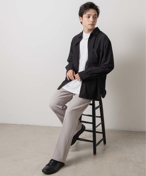 WEGO（ウィゴー）の「WEGO/ドロップショルダーカラーシャツ（シャツ/ブラウス・メンズ・グリーン系その他/ベージュ/ブラック/ホワイト/サックスブルー/パープル/オレンジ/ダークグレー・SMALL/LARGE/MEDIUM）」の14枚目の写真