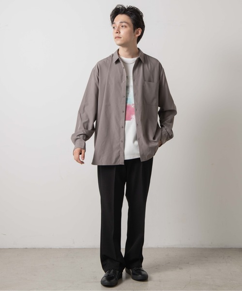 WEGO（ウィゴー）の「WEGO/ドロップショルダーカラーシャツ（シャツ/ブラウス・メンズ・グリーン系その他/ベージュ/ブラック/ホワイト/サックスブルー/パープル/オレンジ/ダークグレー・SMALL/LARGE/MEDIUM）」の15枚目の写真