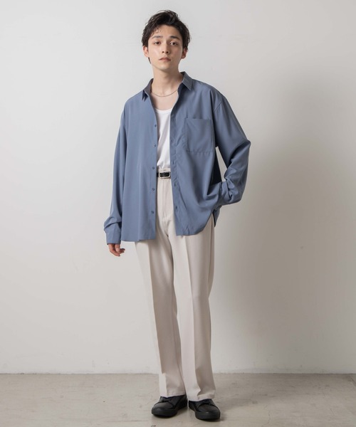 WEGO（ウィゴー）の「WEGO/ドロップショルダーカラーシャツ（シャツ/ブラウス・メンズ・グリーン系その他/ベージュ/ブラック/ホワイト/サックスブルー/パープル/オレンジ/ダークグレー・SMALL/LARGE/MEDIUM）」の21枚目の写真