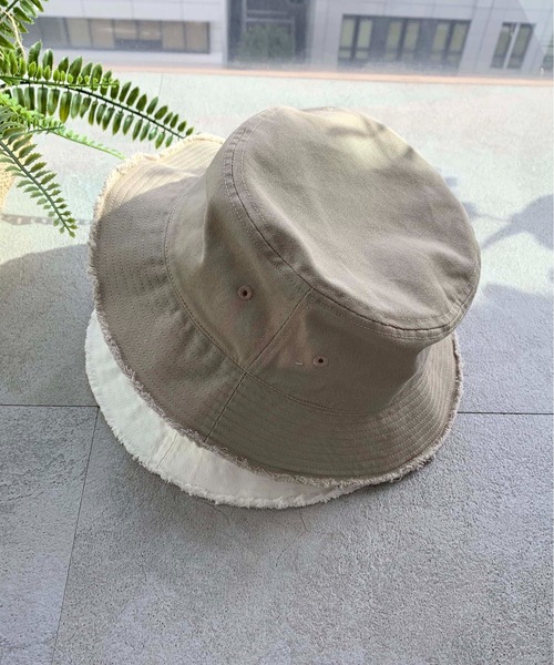 FREE'S MART（フリーズマート）の「フリンジバケットハット（ハット・レディース・ホワイト/ブラック/ベージュ・ﾌﾘ-）」の3枚目の写真