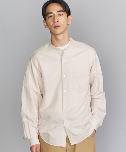 BEAUTY&YOUTH UNITED ARROWS(ビューティーアンドユースユナイテッドアローズ)の「BY T/R バンドカラー リラックスレギュラー シャツ(シャツ/ブラウス・メンズ・オフホワイト/オリーブ・SMALL/MEDIUM/LARGE/X-LARGE)」の2枚目の写真