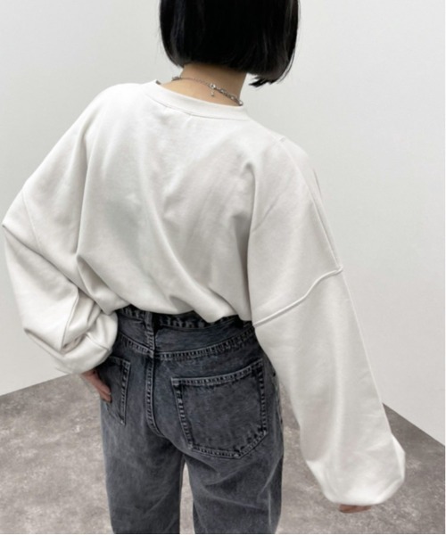 apres jour mignon(アプレジュールミニョン)の「リメイク風プリントスウェット【ZOZOTOWN限定アイテム】(スウェット・レディース・アイボリー/グリーン/ブラック・X-LARGE/フリー)」の7枚目の写真