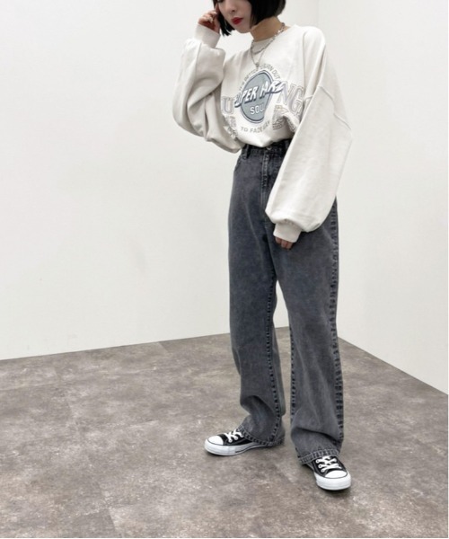 apres jour mignon(アプレジュールミニョン)の「リメイク風プリントスウェット【ZOZOTOWN限定アイテム】(スウェット・レディース・アイボリー/グリーン/ブラック・X-LARGE/フリー)」の8枚目の写真