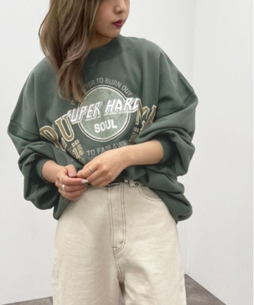 apres jour mignon(アプレジュールミニョン)の「リメイク風プリントスウェット【ZOZOTOWN限定アイテム】(スウェット・レディース・アイボリー/グリーン/ブラック・X-LARGE/フリー)」の18枚目の写真