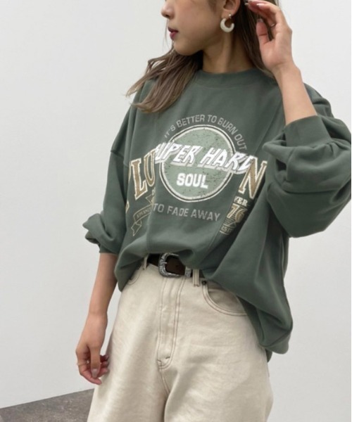apres jour mignon(アプレジュールミニョン)の「リメイク風プリントスウェット【ZOZOTOWN限定アイテム】(スウェット・レディース・アイボリー/グリーン/ブラック・X-LARGE/フリー)」の19枚目の写真
