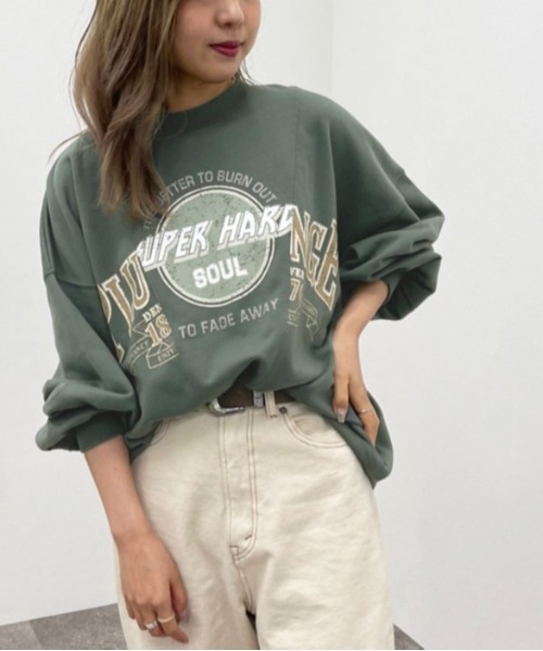 apres jour mignon(アプレジュールミニョン)の「リメイク風プリントスウェット【ZOZOTOWN限定アイテム】(スウェット・レディース・アイボリー/グリーン/ブラック・X-LARGE/フリー)」の20枚目の写真