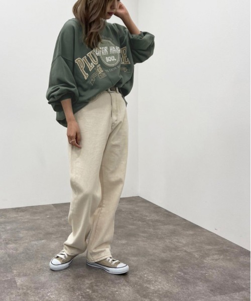 apres jour mignon(アプレジュールミニョン)の「リメイク風プリントスウェット【ZOZOTOWN限定アイテム】(スウェット・レディース・アイボリー/グリーン/ブラック・X-LARGE/フリー)」の22枚目の写真