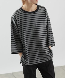 COLONY 2139 | ボーダー5分袖SUPER BIG T/スーパービッグTシャツ(ユニセックス可)(Tシャツ/カットソー)