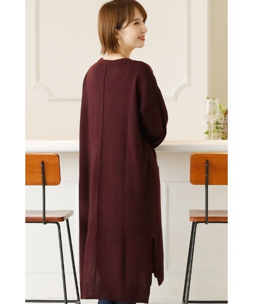 スリットロングニットワンピース（ワンピース）｜ElegChic（エレグシック）